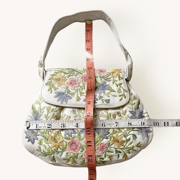 Vintage 50s Marheta Floral Embroidered Vinyl Shoulder Bag - Picture 13 of 15